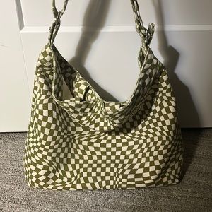Baggu Green Checked Canvas Bag (Horizonal Duck Bag)